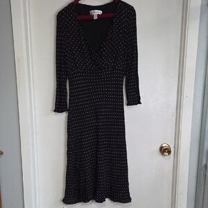 Donna Ricco Black and Pink V-Neck Dress